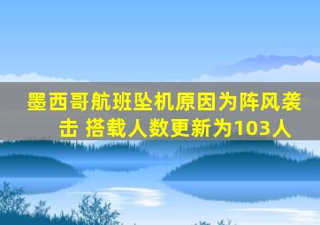 墨西哥航班坠机原因为阵风袭击 搭载人数更新为103人